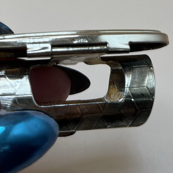 Vintage 50s Gold Tone MCM Hidden Hinged Lipstick Holder Case Secret Floral Japan - Picture 4 of 5